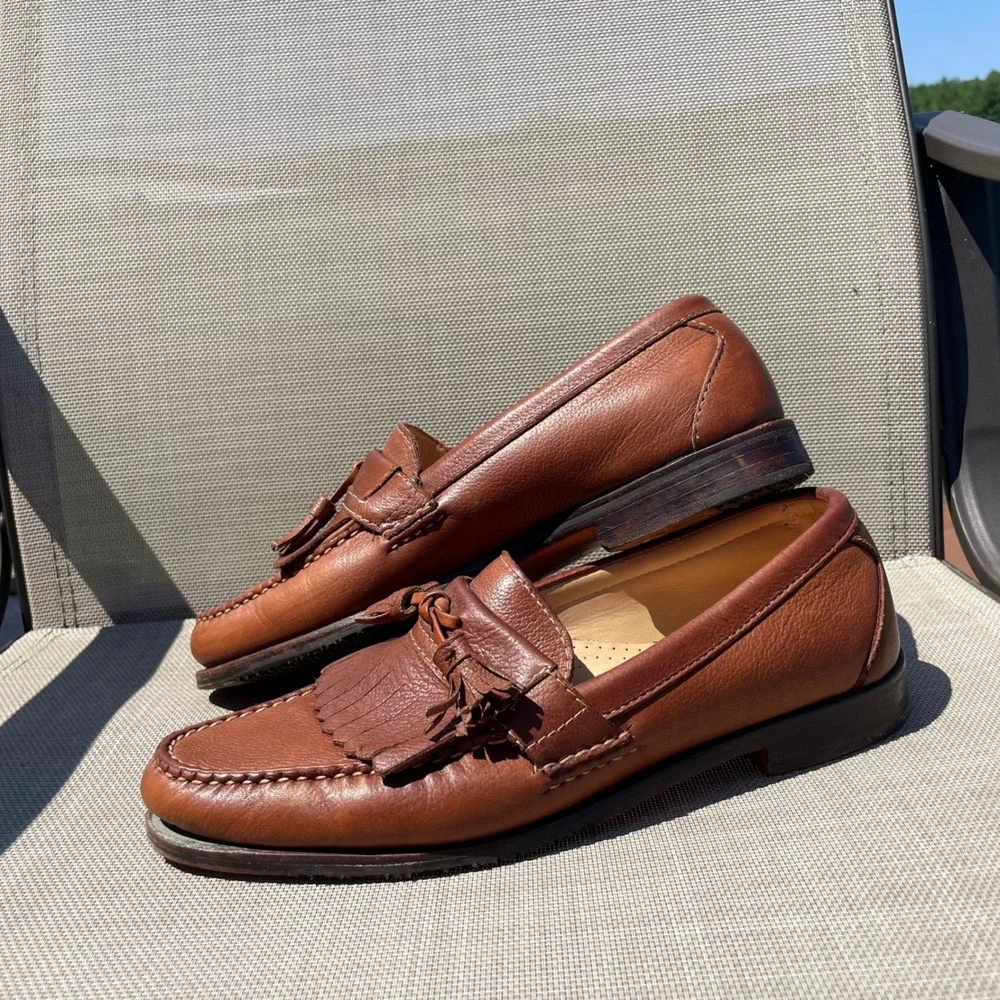 Allen Edmonds Danforth Mens Brown Leather Tassel Kiltie Loafers Size 9.5 D